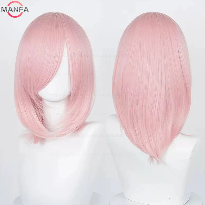 40cm Medium Basic Anime Cosplay Wig Bang Blond  Black White Red Pink Green Brown Gold Blue Heat Resistant Synthetic Hair Wigs
