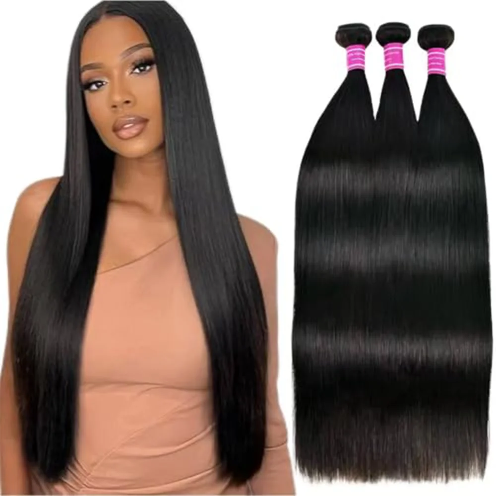 12A Bone Straight Human Hair Bundles Unprocessed Brazilian Virgin Hair 32 Inch Raw Hair Double Bundles Weave Extensions