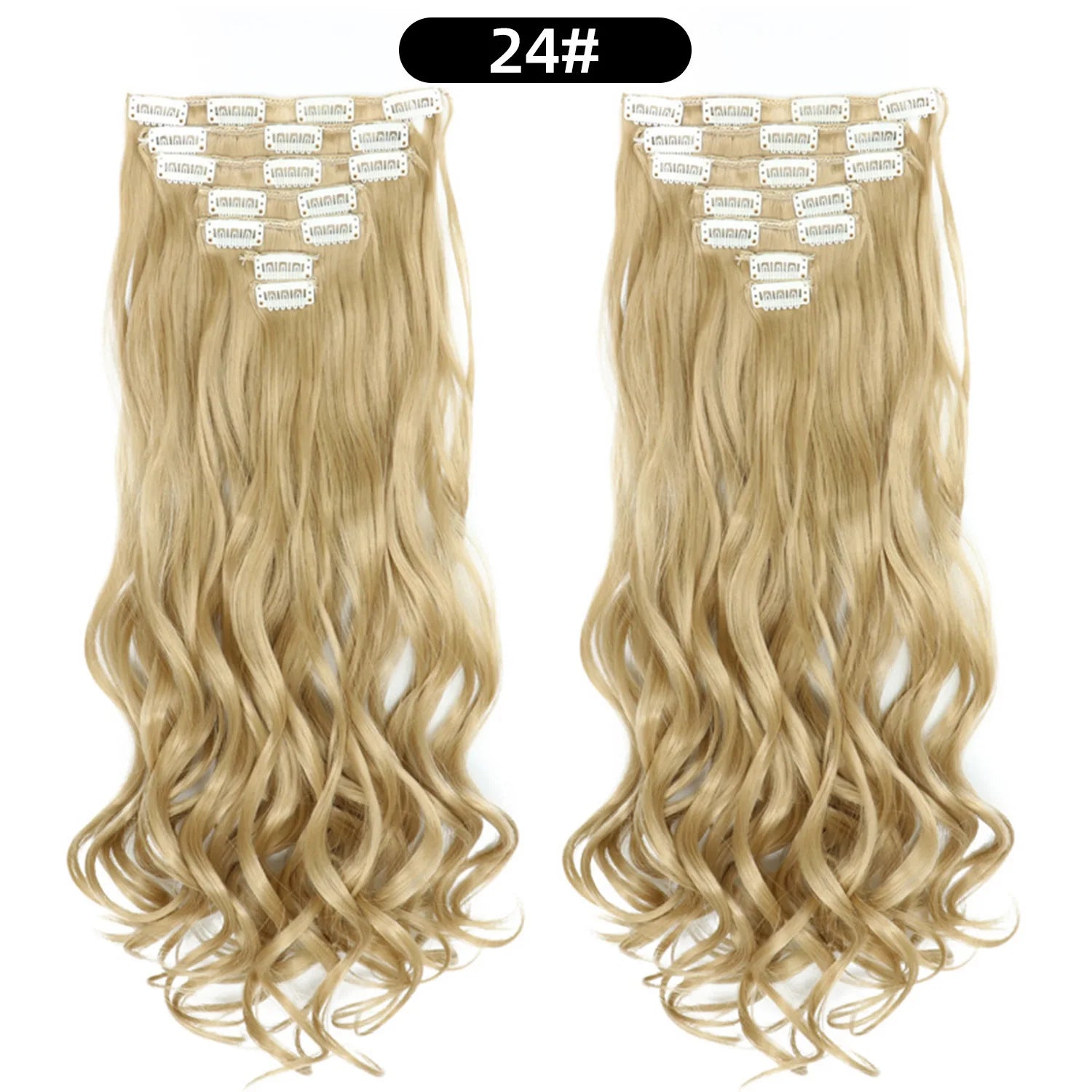 Clip In Hair Extensions 7 PCS Full Head 22 Inch Long Curly Wavy  For Women Girls Hair Synthetic Wig Hairpieces