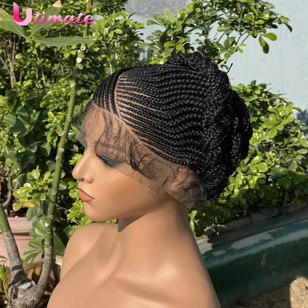 Bantu Braided Wigs Synthetic Cornrow Braids with Baby Hair Wigs for Black Women Transparent Full Lace Knotless Wigs