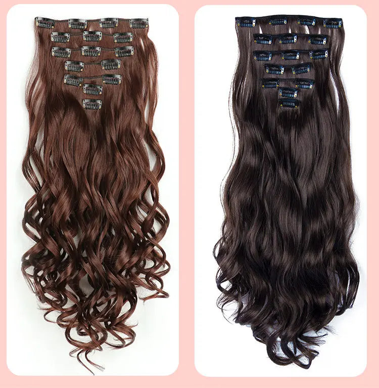 Clip In Hair Extensions 7 PCS Full Head 22 Inch Long Curly Wavy  For Women Girls Hair Synthetic Wig Hairpieces