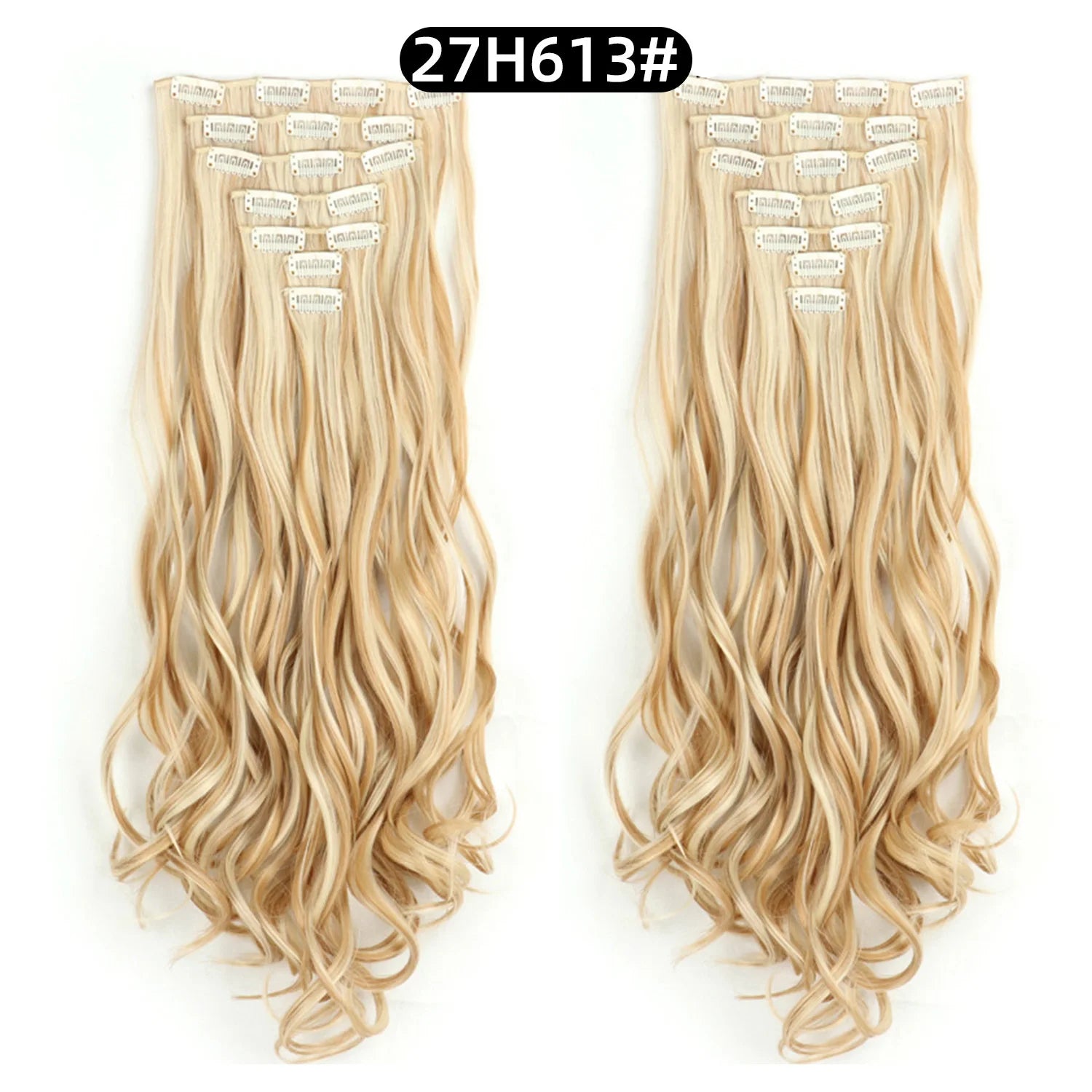 Clip In Hair Extensions 7 PCS Full Head 22 Inch Long Curly Wavy  For Women Girls Hair Synthetic Wig Hairpieces