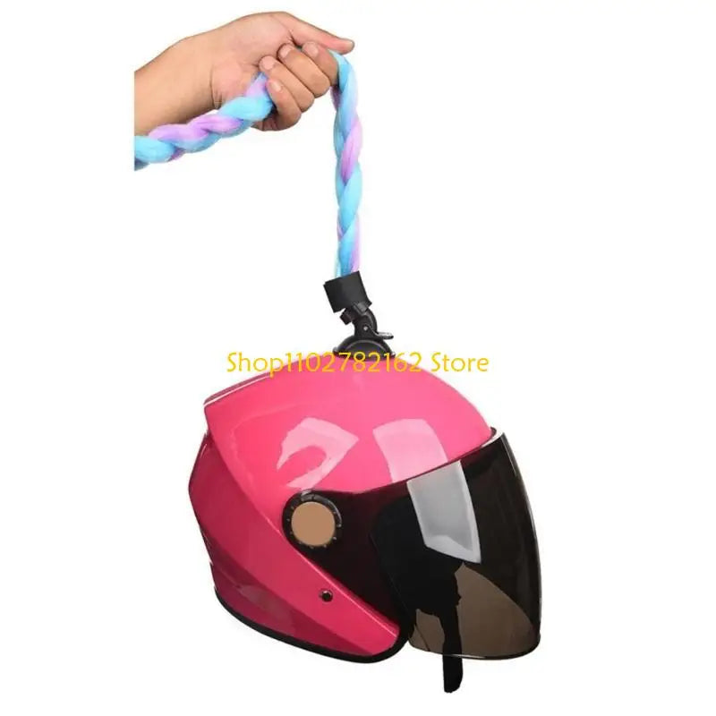 547B Helmet Pigtails Helmet Braids Ponytail Helmet Hair for Women Men Decoration-