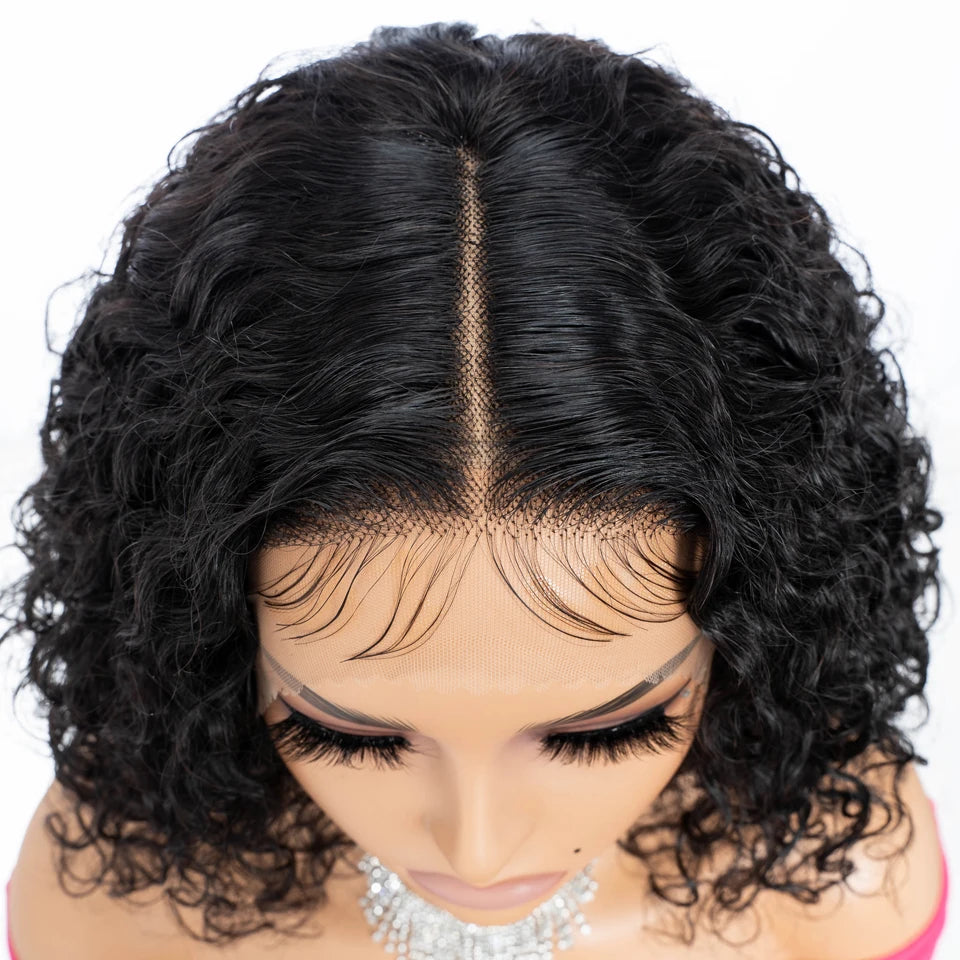 Sleek 100% Real Brazilian Curly Human Hair Wigs For Women Curly Bob Lace Front Wigs 13X6X1 Deep Wave Curly Bob Lace Front Wigs