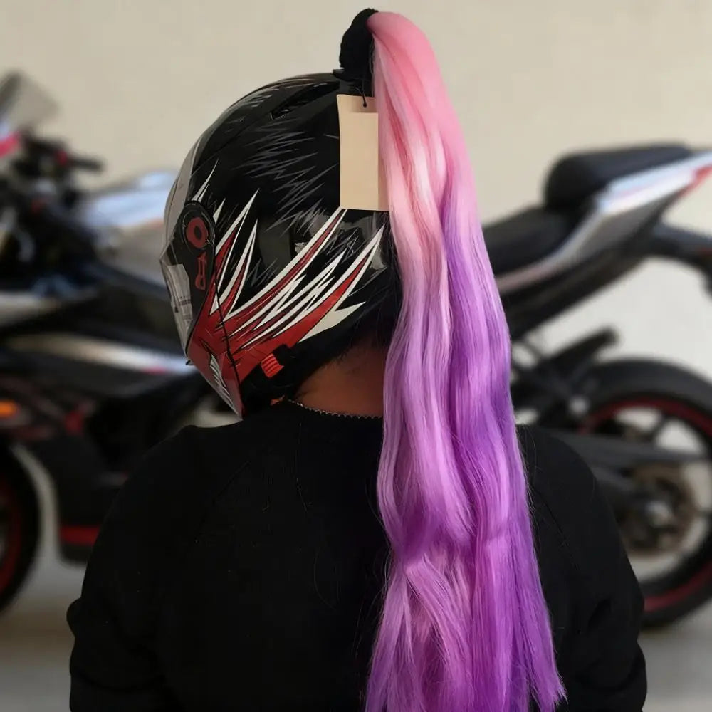 Helmet Braided Helmet Decorative Ponytail Cool Helmet Dirty Braid Motorcycle Motorcycle Electric Car Gradient Braid