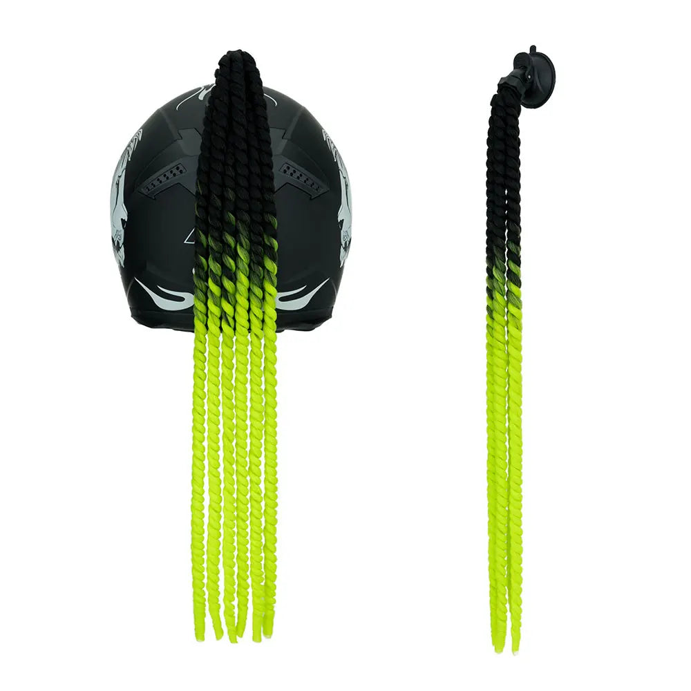 Snoilite 24" Synthetic Ponytail Hair Extensions - Suction Cup Design for Motorcycle Helmets Twist Pigtail - Helmet Not Included