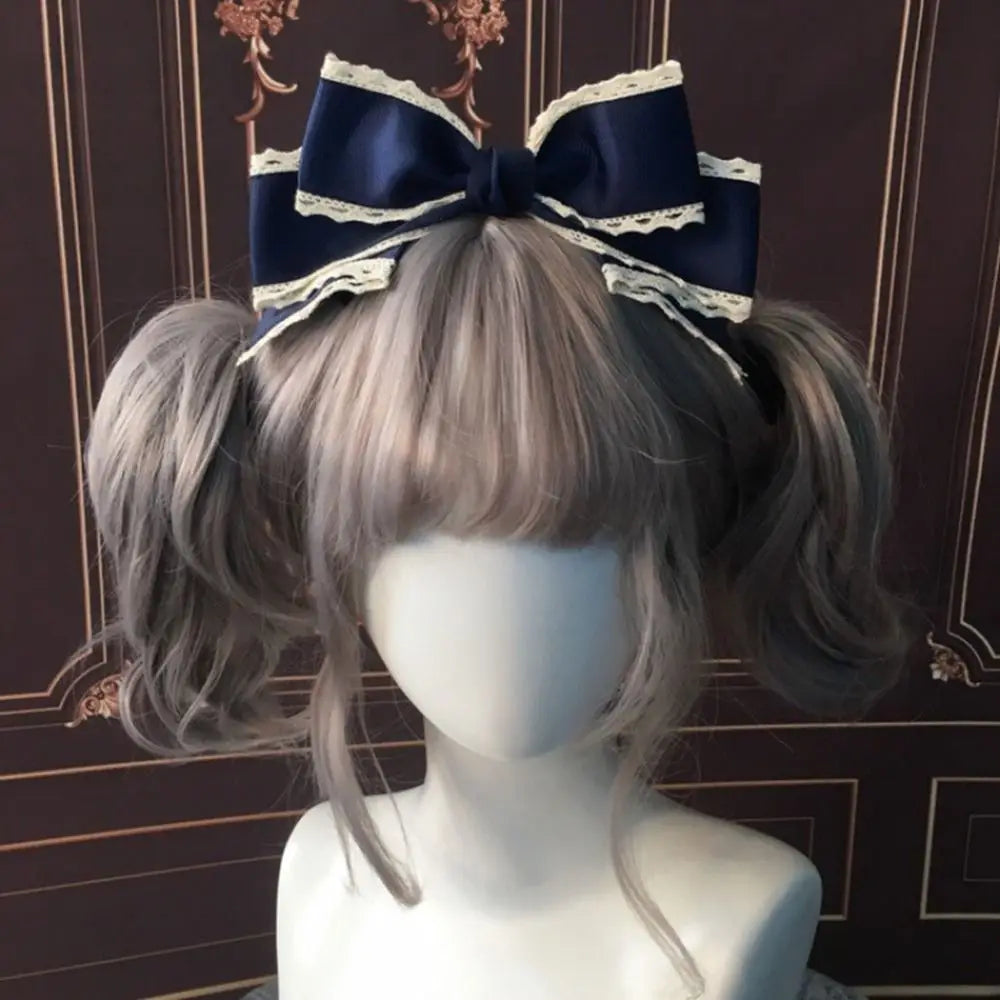 1PC Cute Lolita headband Bowknot Hair Clip Sweet Lolita Cosplay Headdress Lace Ribbon Hairpin Handmade Headwear Anime Hair Decor