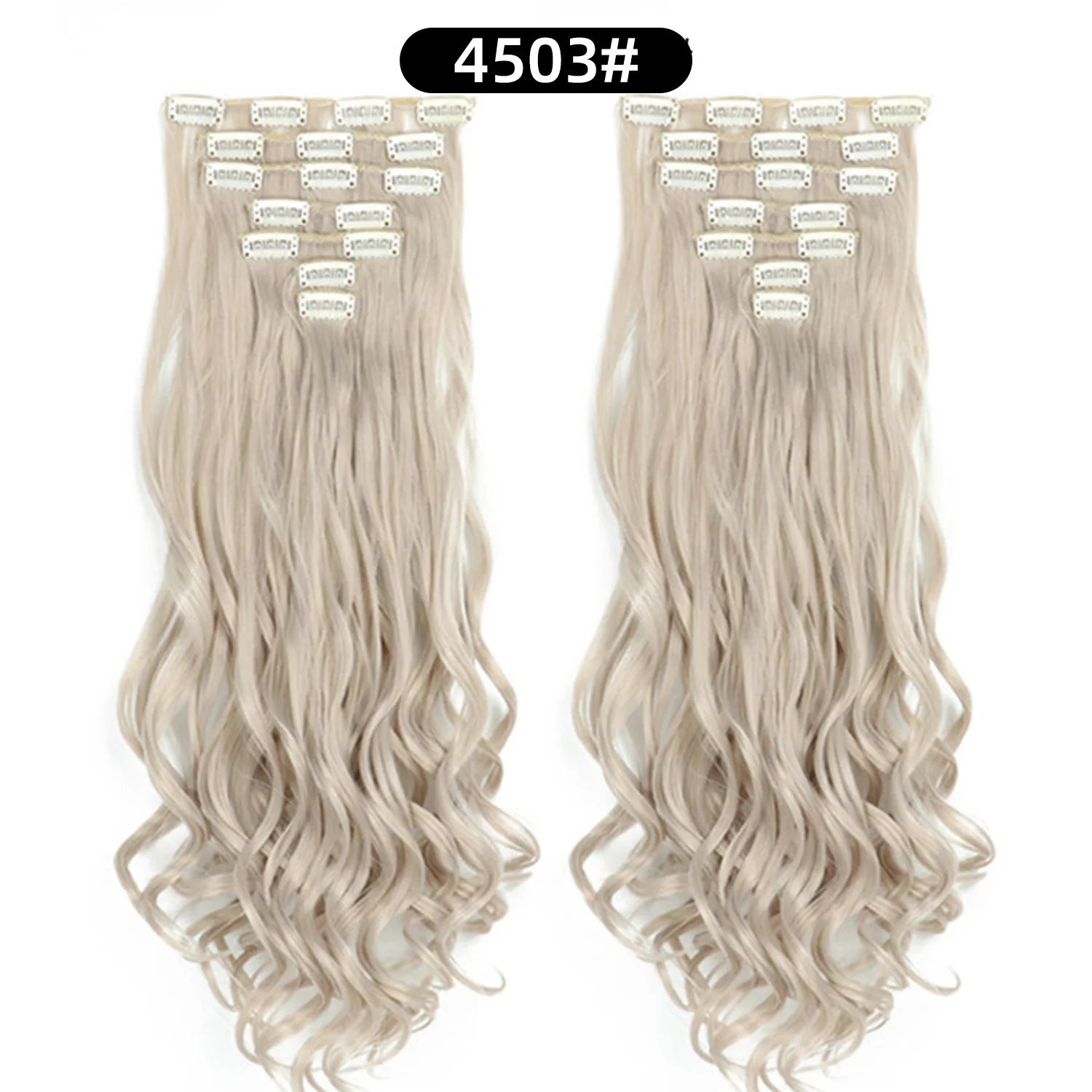 Clip In Hair Extensions 7 PCS Full Head 22 Inch Long Curly Wavy  For Women Girls Hair Synthetic Wig Hairpieces