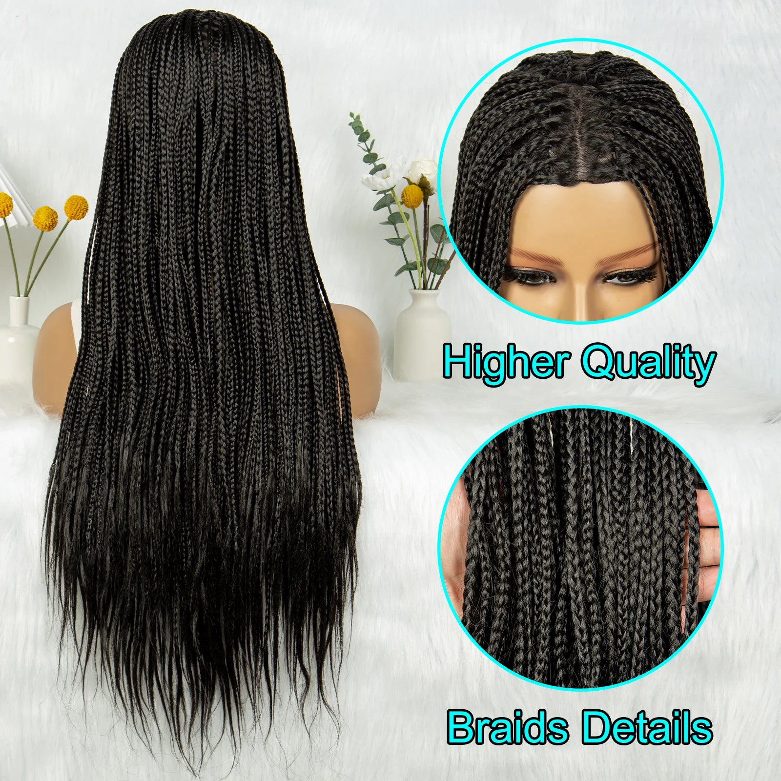 Full Machine Wigs Cornrow Braided Wigs Synthetic Braiding Wig Long Length 32inches Braided Wigs for Women