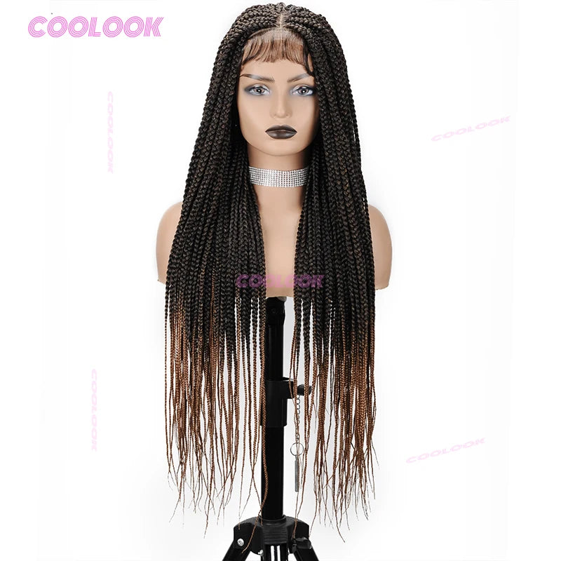 36" Cornrow Braids Lace Wigs Synthetic Full Lace Braided Wigs For Women Knotless Box Braid Wig Braided Wigs