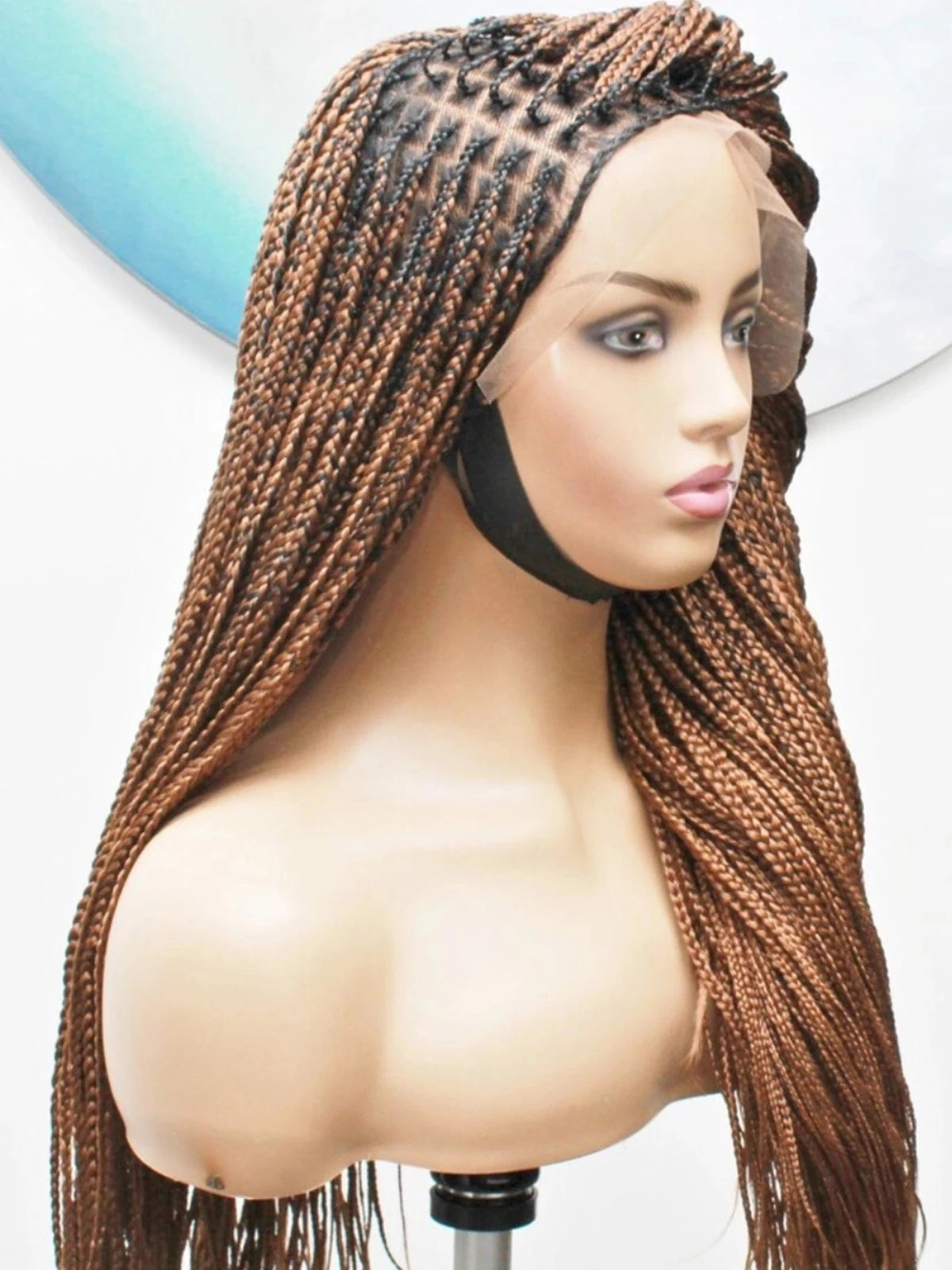 Box Braided Swiss Lace front Wigs Cornrow Kanekalon Fiber Micro Twist Baby Hair