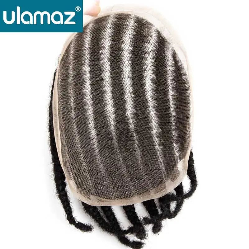 Cornrow Braids Full Lace Men's Wig 8-Strand Braid Toupee Human Hair French Lace Male Hair Prosthesis Braided Hair System For Man