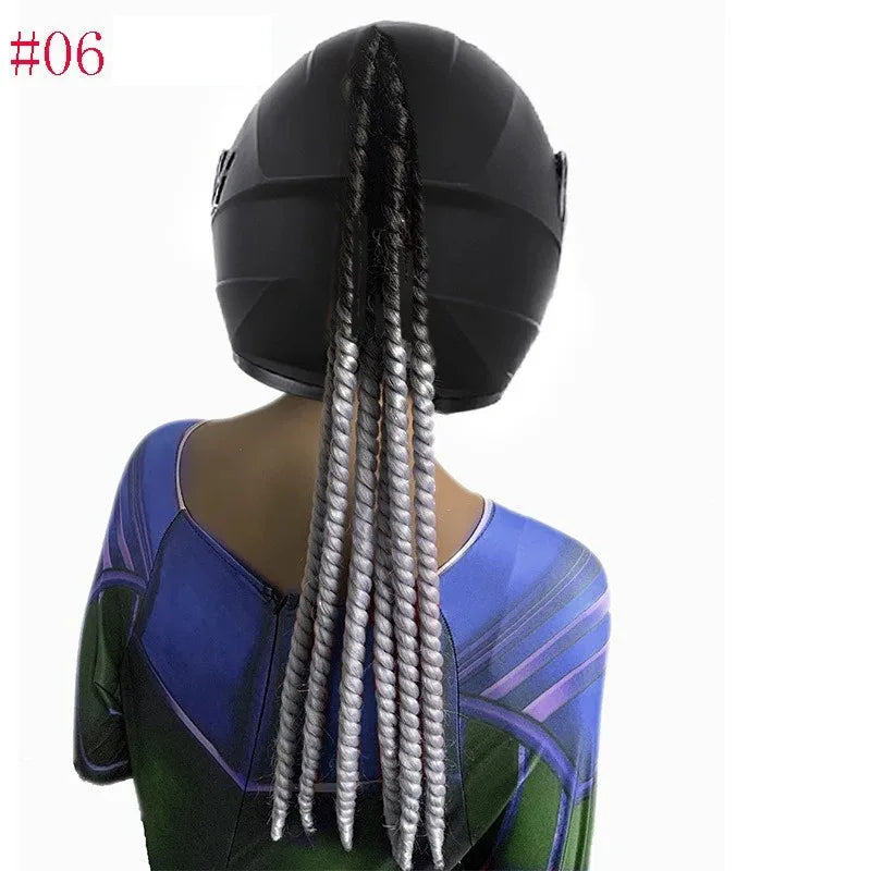 Detachable Sucker Boxing Dreadlocks Ponytail Wig Cycling Helmet Decoration Accessories Weaving Braids Motorcycle Helmet Ponytail