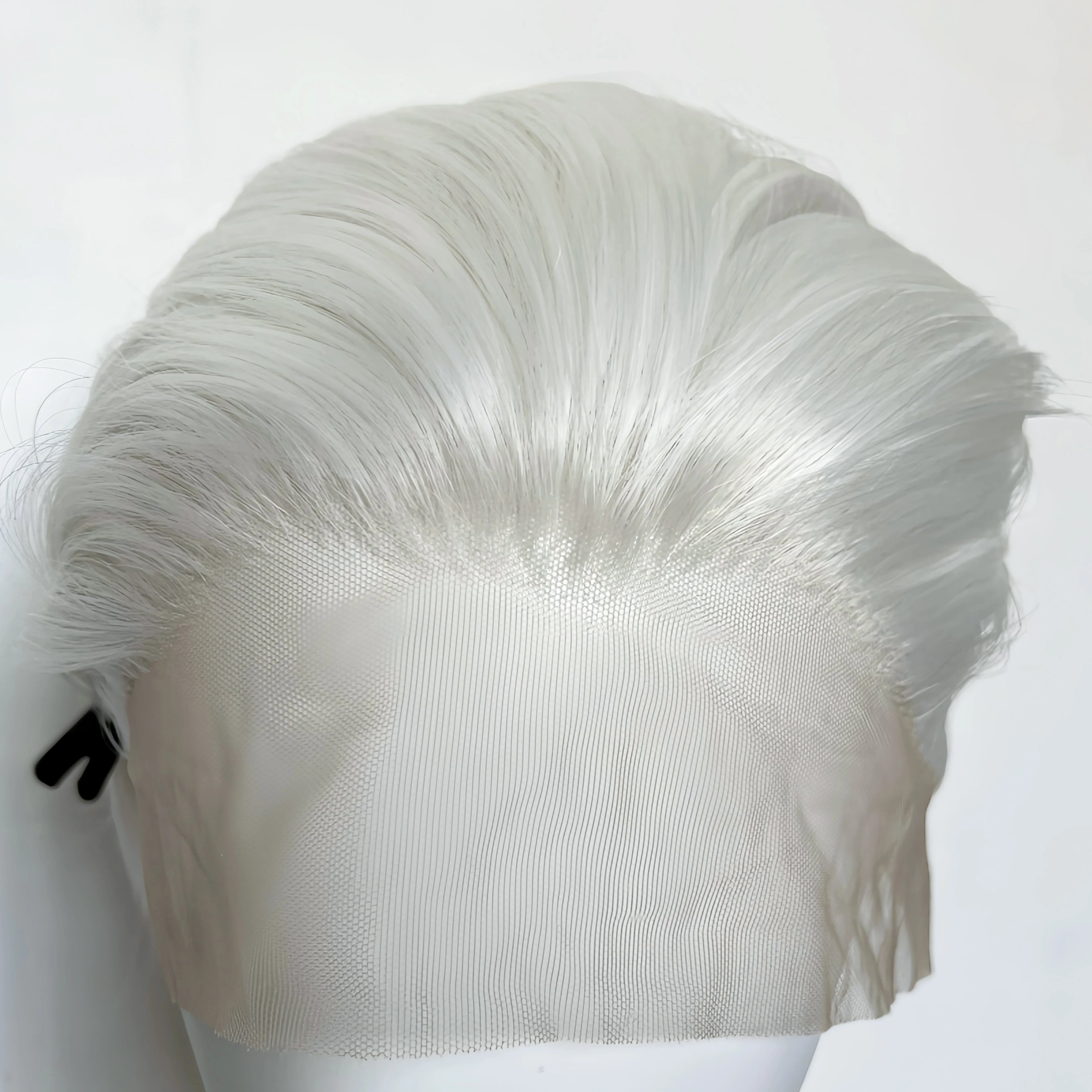 White Wig for Men 6 Inch Short Straight Silver 13*4 Synthetic Lace Front Wigs Heat-resistant Fiber Pelucas for Party Halloween