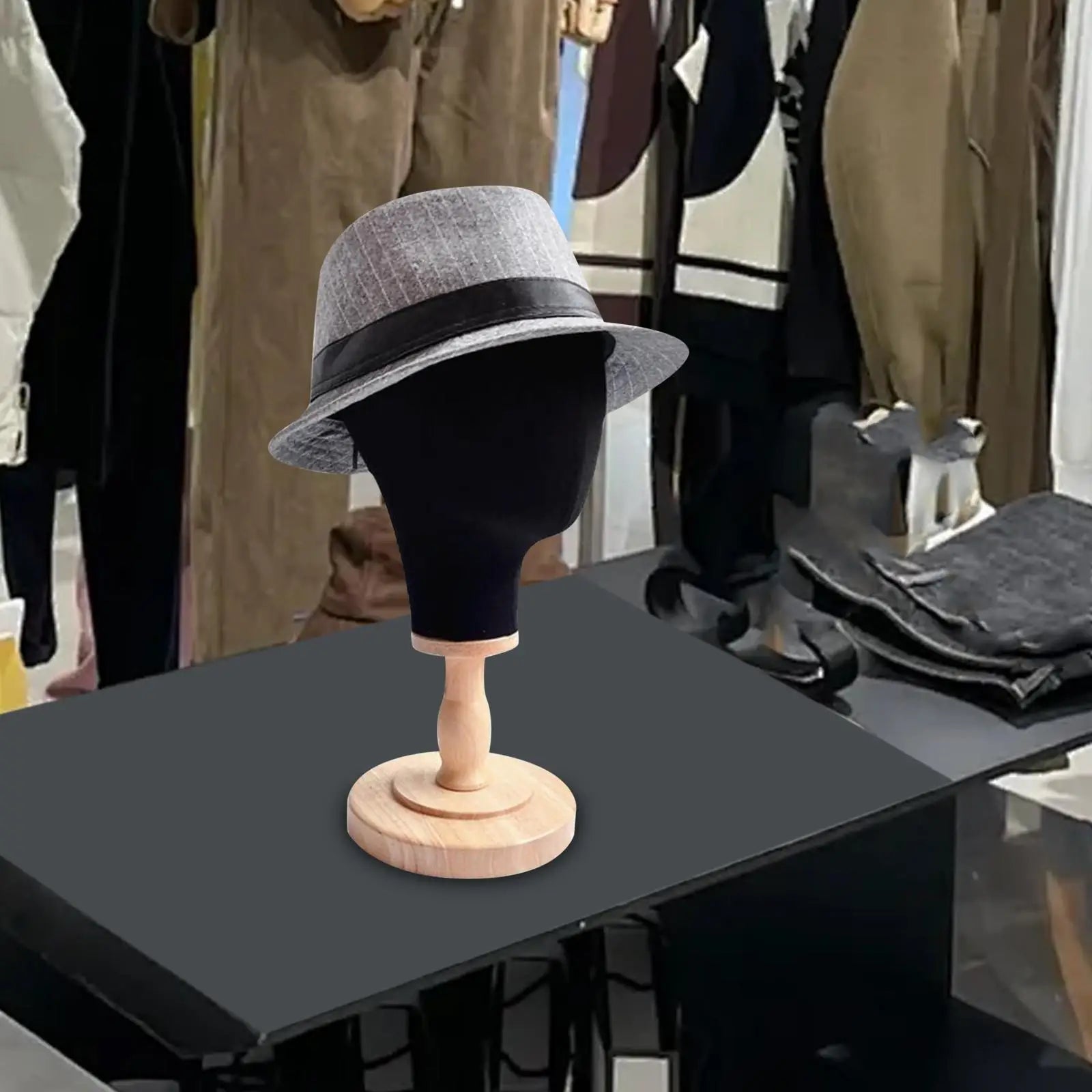 Wig Head Stand with Detachable Wood Stand Portable Versatile Mannequin Head for Barbershop Salon Shopping Mall Home Personal Use