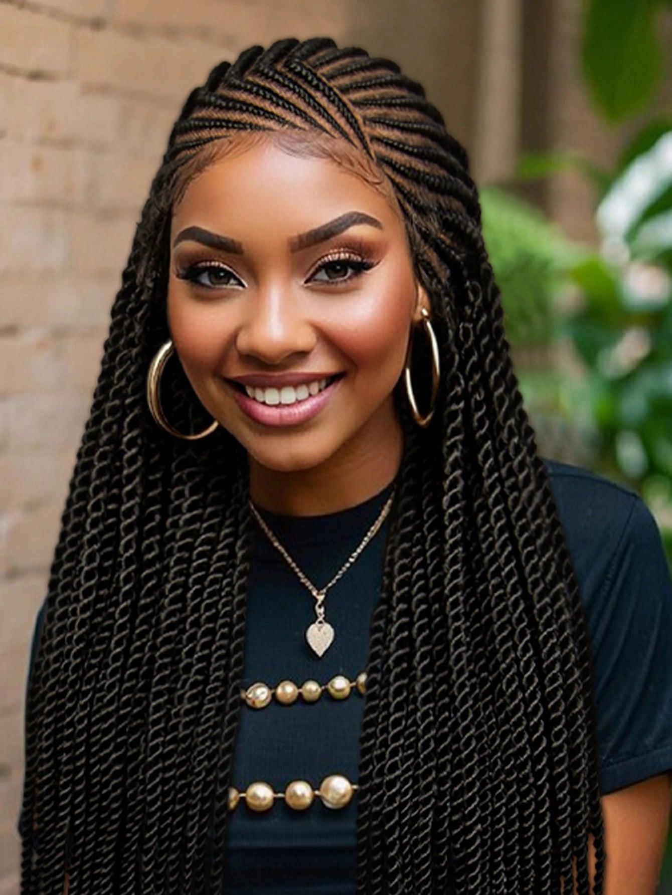 32Inch Cornrow Braided Wigs Synthetic Box Braids Wig Full Lace  Braided Wig for Black Women Blended Lace Front Braiding Hair Wig