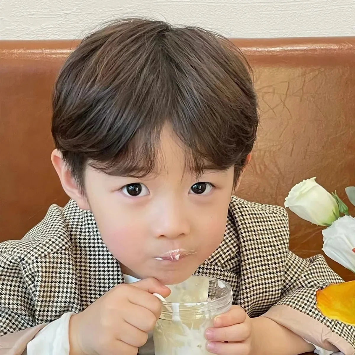 Children's Wig Short Hair Korean Baby Boy Toupee Headwear Accessories Black Dark Brown Kids Nice Birthday Present Outdoor Travel