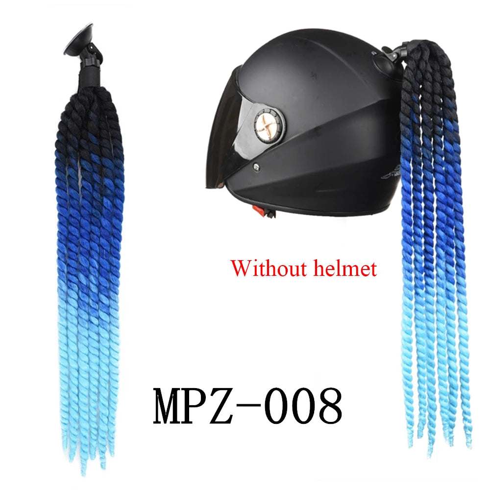 24Inch Synthetic 1pc Ponytail Hair Extensions  Suction Cup Design for Motorcycle Helmets Twist Pigtail  Helmet Not Included