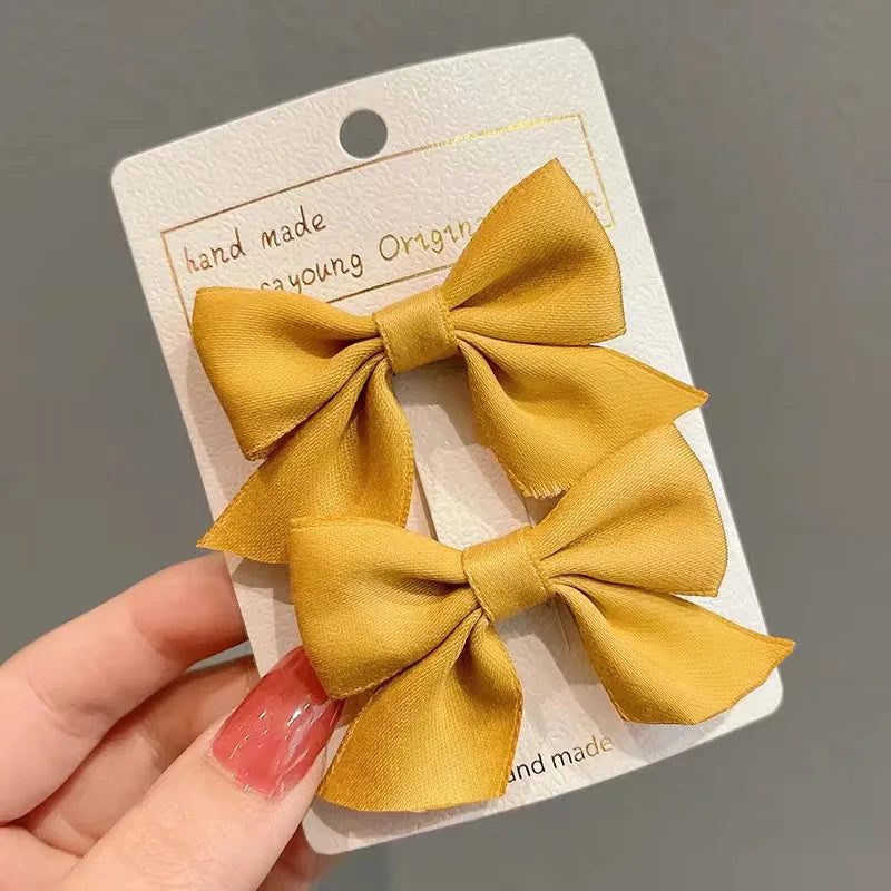 2PCS New Cute Bow Headgear Sweet Little Girl Hair Accessories Summer Girls Net Red Clips Baby Hairpins Children Hair Clips Gifts