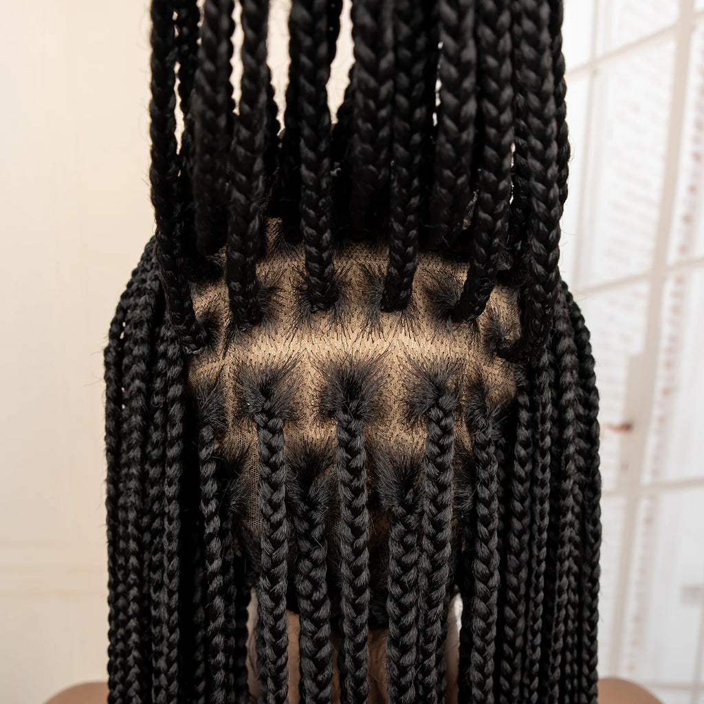 African Braided Hair Wigs Synthetic Full Lace Cornrow Knotless Box Braiding Wigs for Black Women Lace Frontal Crochet Braids Wig