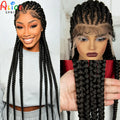Handmade Cornrow Braided Wigs 36Inch Synthetic Lace Frontal BraidingHair Wigs Knotless Braids Wigs for Black Women
