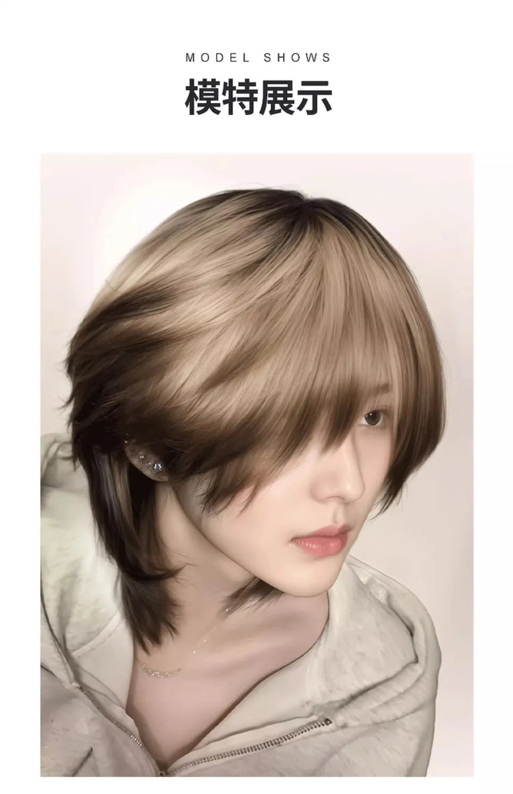 Anime Role-Playing Cos Wig New Wolf-Tailed Mullet Head Boy Short Hair Gradient Wig Siamese Cat Handsome Cute Wig Props Cos Props