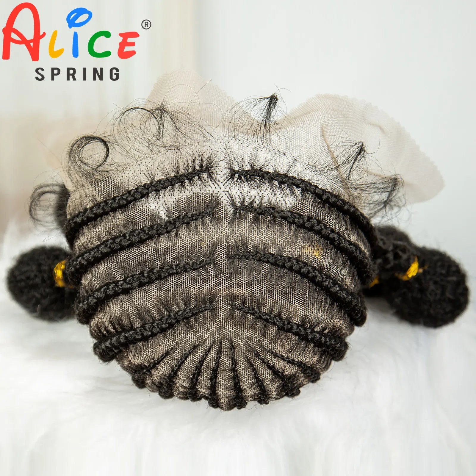 10Inch Short Natural Cornrow Braided Wigs with Baby Hair Synthetic Transparent Full Lace Handmade Bantu Braids Wigs for Women