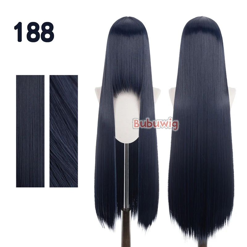 Bubuwig Synthetic Hair 100cm Long Straight Pure Color Cosplay Wigs Over 100 Colors Pink Orange Blonde Green Wig Heat Resistant