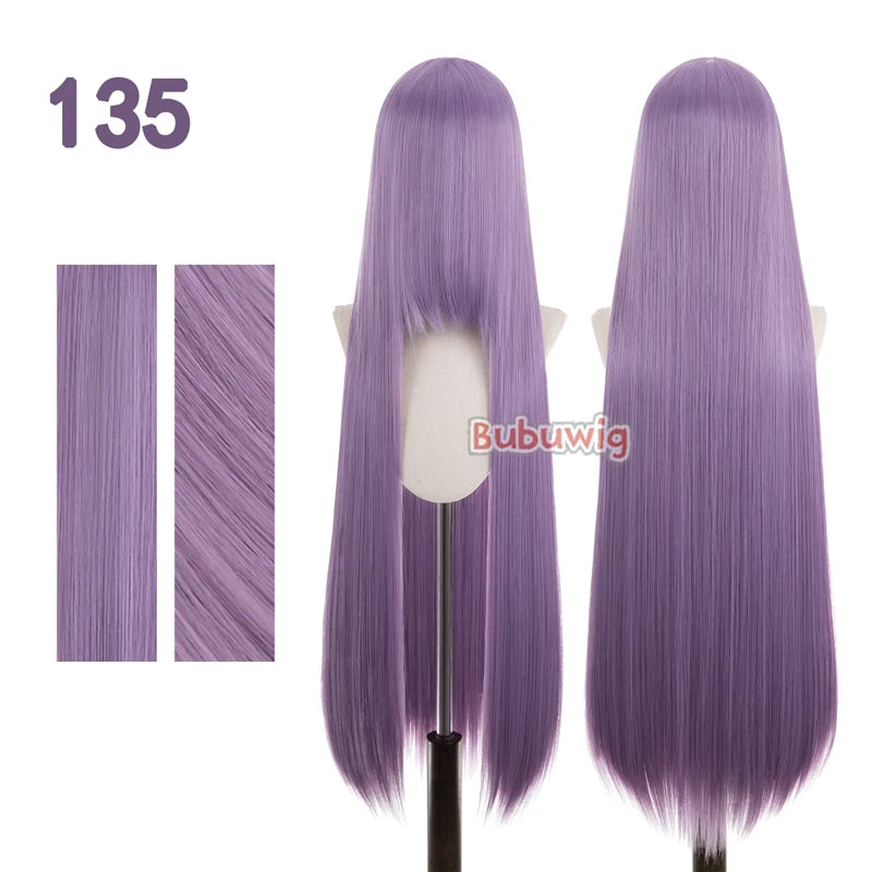 Bubuwig Synthetic Hair 100cm Long Straight Pure Color Cosplay Wigs Over 100 Colors Pink Orange Blonde Green Wig Heat Resistant