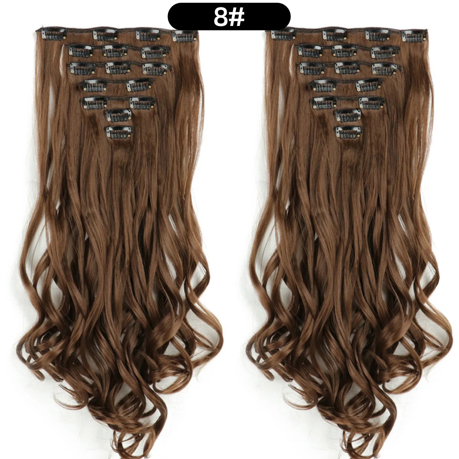 Clip In Hair Extensions 7 PCS Full Head 22 Inch Long Curly Wavy  For Women Girls Hair Synthetic Wig Hairpieces