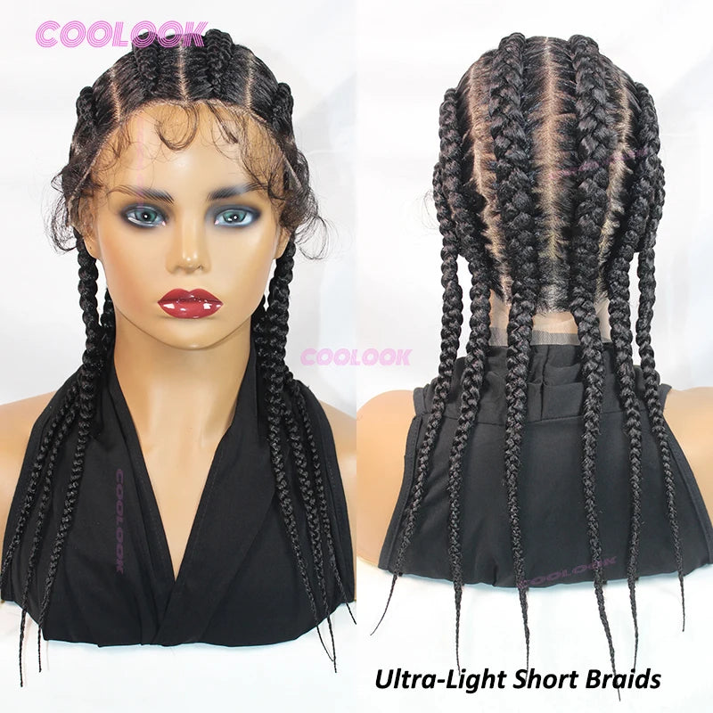 8 Inch Braided Wigs Synthetic Cornrow Full Lace Braided Wig Unisex Short Bob Style