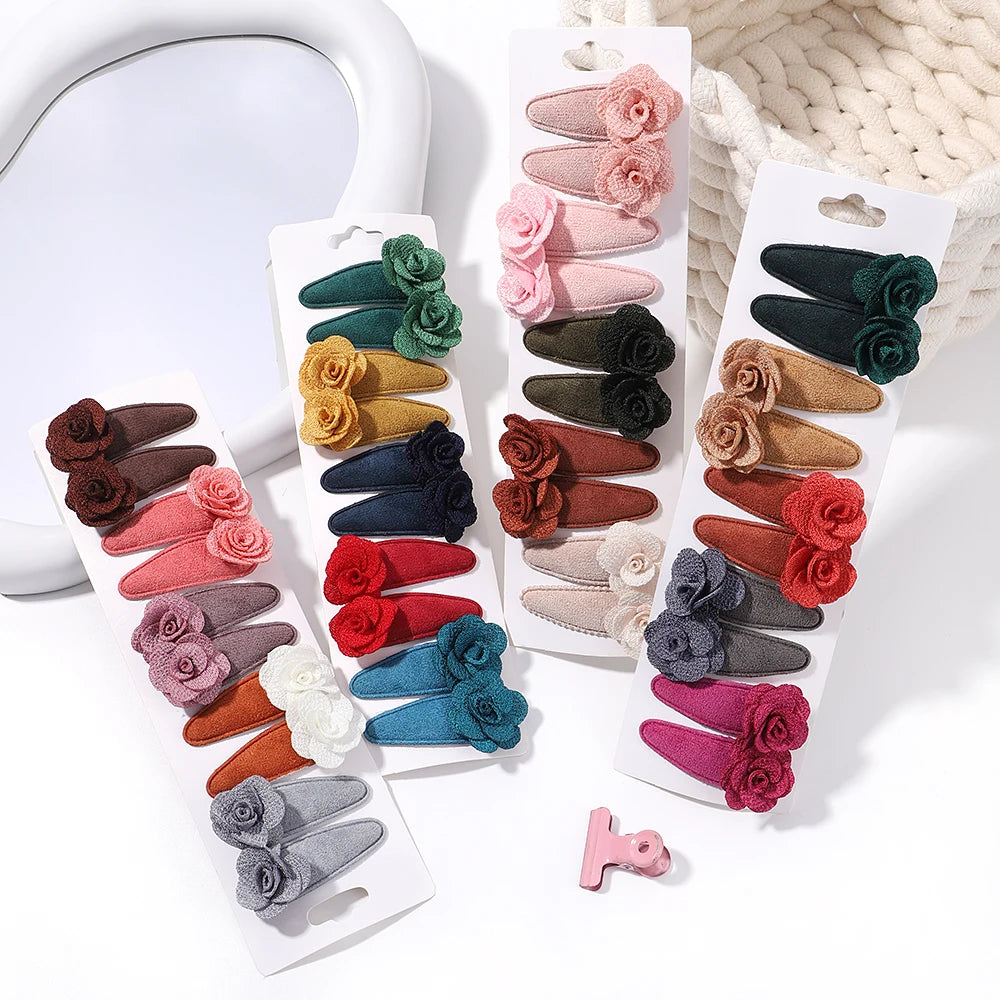 10Pcs/Lot Fresh Print Cotton Alloy Hair Clips for Kids Fabric Plaid BB Hairpins Girl Hairgripe Headwear Baby Hair Accessories