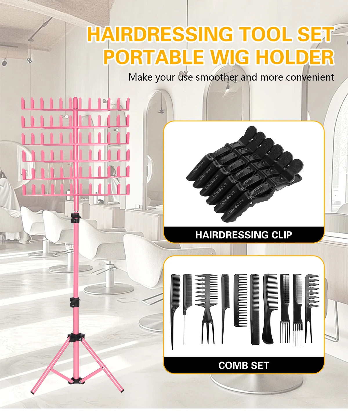 Wig Weaving Rack Set  Adjustable Tripod Base Salon Station Tool for Braiding, Dreadlocks & Hair Extensions Styling Rack
