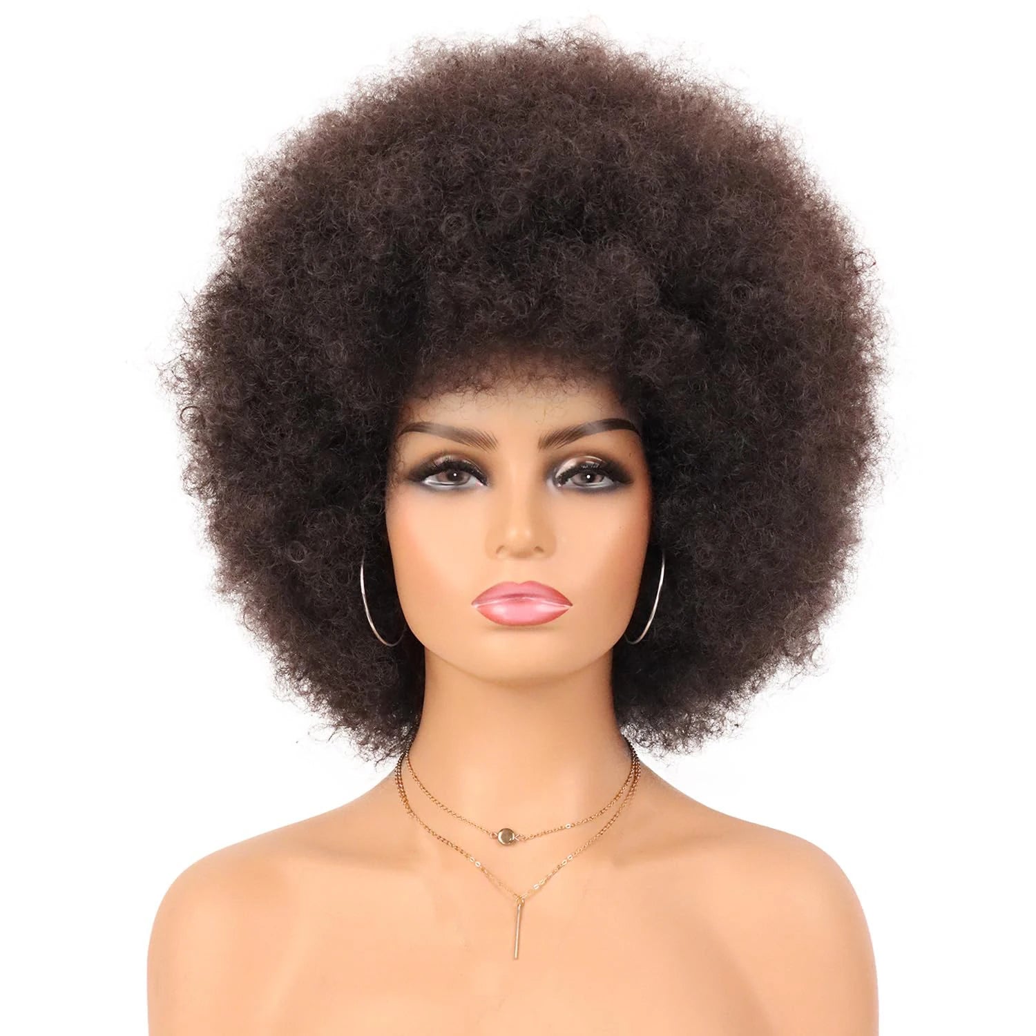Synthetic Afro Kinky Curly Wig for Women Black 70s Bouncy and Soft Afro Puff Wigs Natural Looking Full Wigs for Party Cosplay