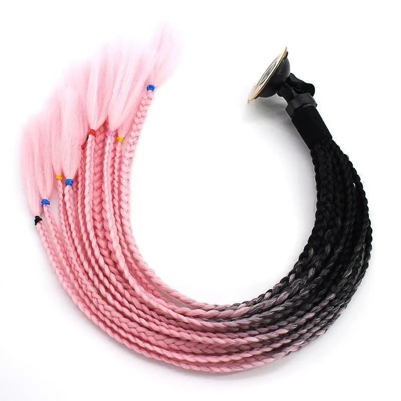 Cool Helmet Braids Wig for Motorcycle Helmet Men Women Personalized Ponytail Hair Extensions Fashion Braided Helmet Decoration f