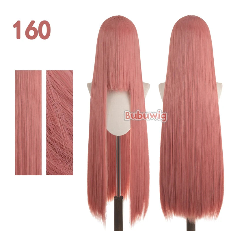 Bubuwig Synthetic Hair 100cm Long Straight Pure Color Cosplay Wigs Over 100 Colors Pink Orange Blonde Green Wig Heat Resistant
