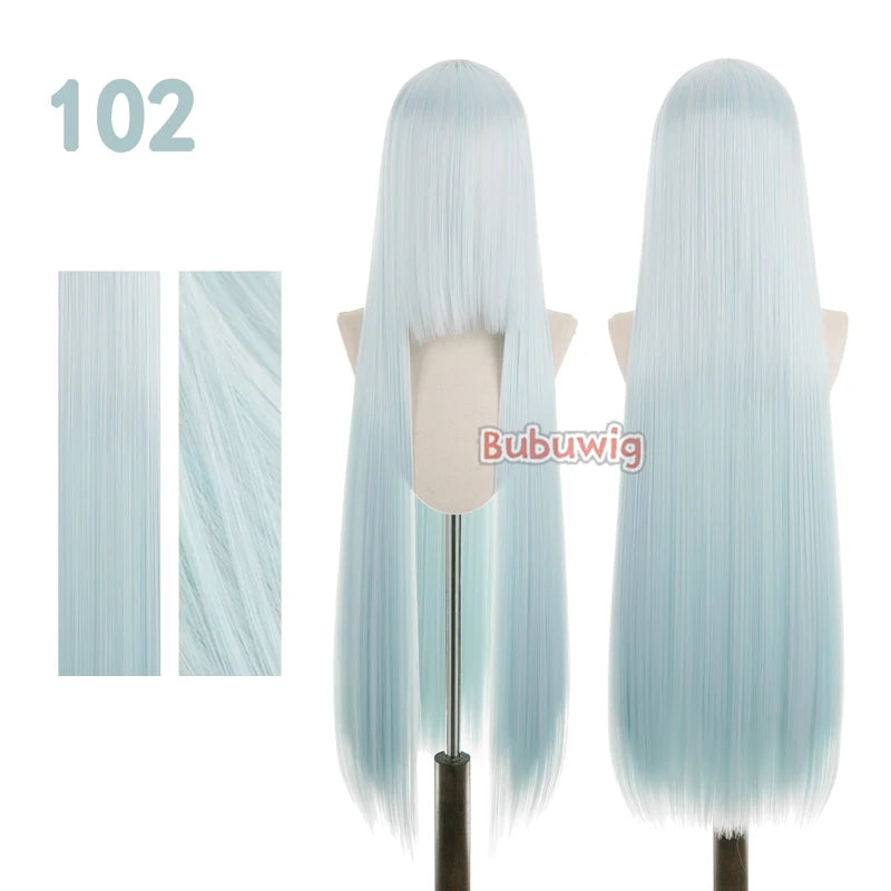 Bubuwig Synthetic Hair 100cm Long Straight Pure Color Cosplay Wigs Over 100 Colors Pink Orange Blonde Green Wig Heat Resistant