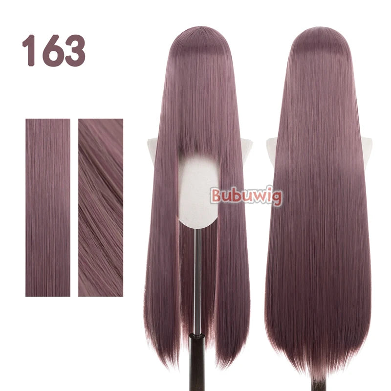 Bubuwig Synthetic Hair 100cm Long Straight Pure Color Cosplay Wigs Over 100 Colors Pink Orange Blonde Green Wig Heat Resistant