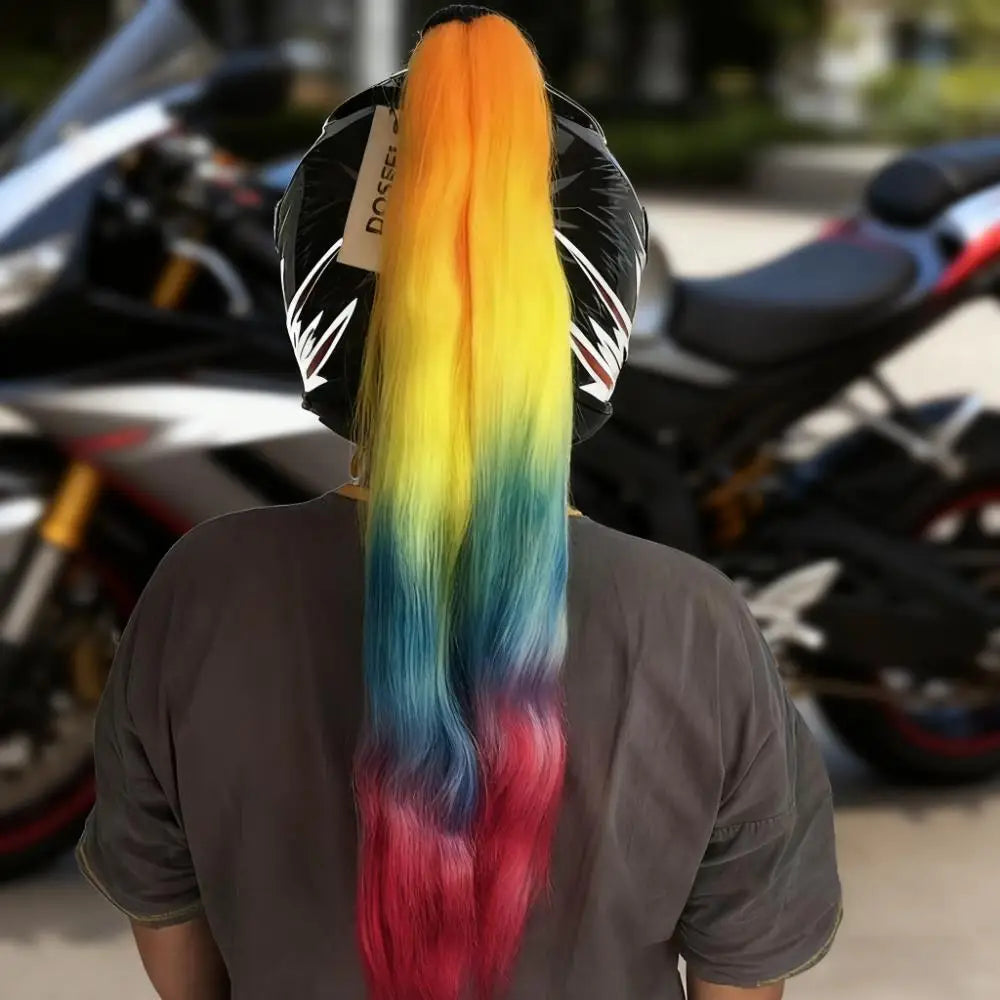 Helmet Braided Helmet Decorative Ponytail Cool Helmet Dirty Braid Motorcycle Motorcycle Electric Car Gradient Braid