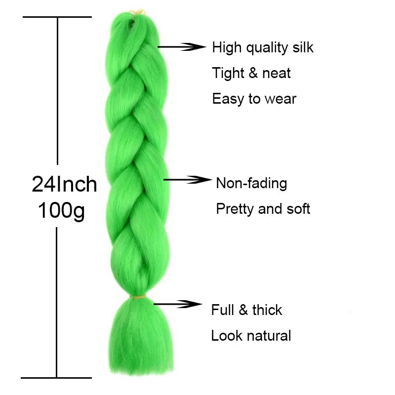 Synthetic Ombre Braiding Hair 24Inch 1Pack Pre Stretched Box Jumbo Colorful Crochet  Extensions for Women