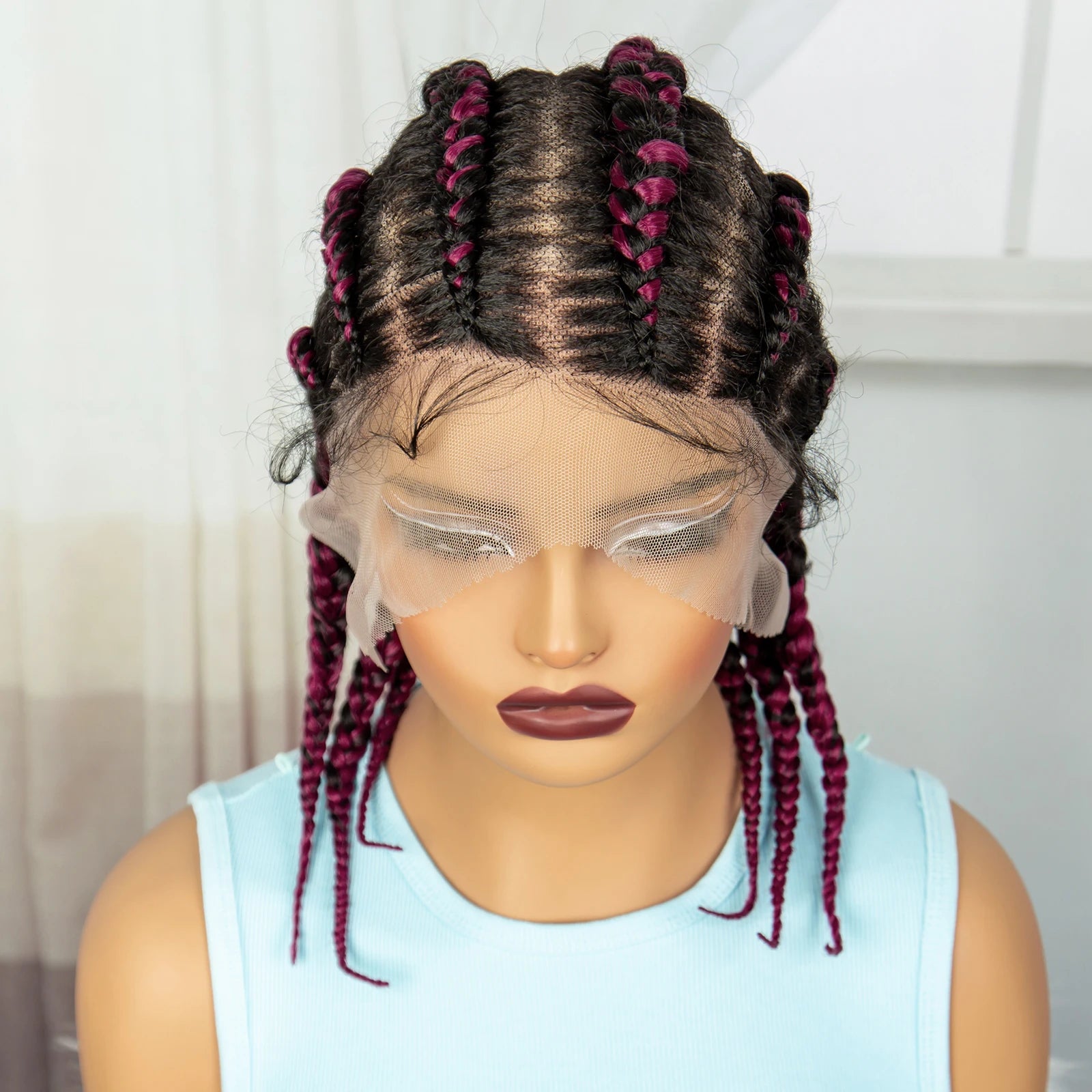 Short Cornrow Braided Wigs Synthetic Full Lace Braids Wig Lace Frontal Braiding Hair Wigs With Baby Hair for Black Women