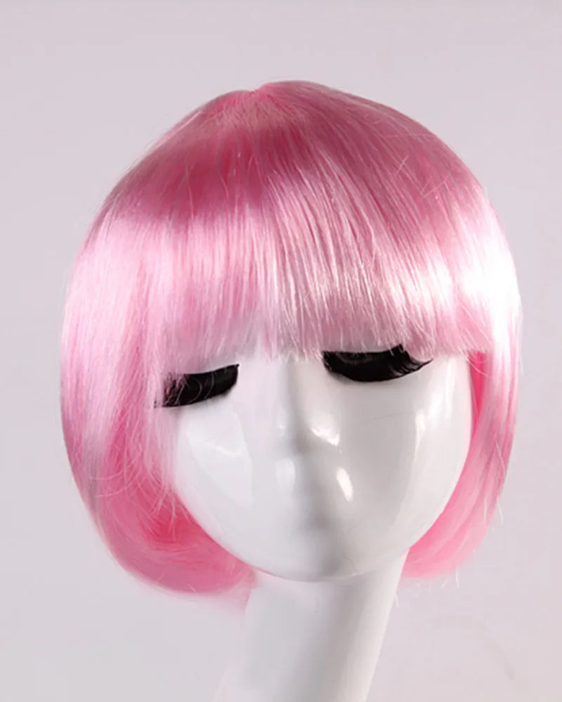 Synthetic Short BOB Full Wig Multiple Colors Cosplay Halloween Party Short Hair Solid Color Wigs
