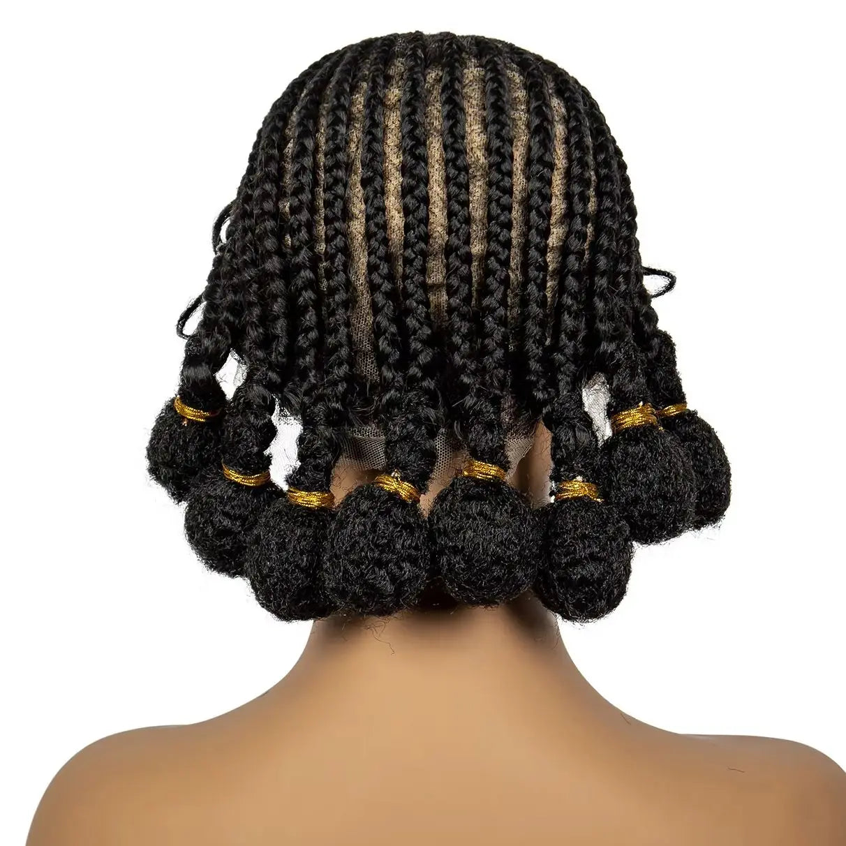 10Inch Short Natural Cornrow Braided Wigs with Baby Hair Synthetic Transparent Full Lace Handmade Bantu Braids Wigs for Women