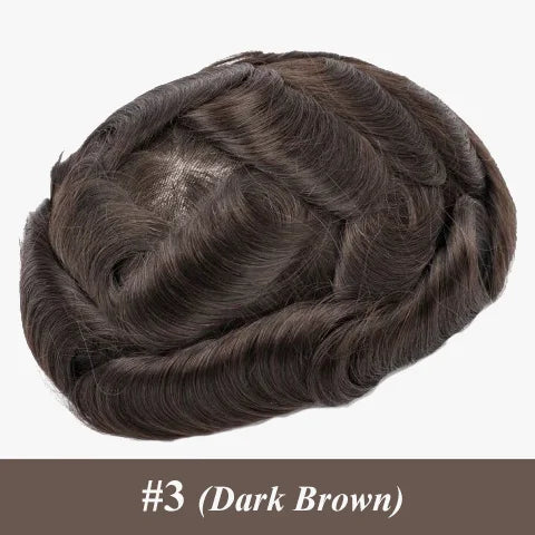 Q6 Men's Wig Human Male Hair Prosthesis Lace & Knotted PU Wigs for Men ,Wigs for Men 100% Soft Human Hair Prosthesis for Men
