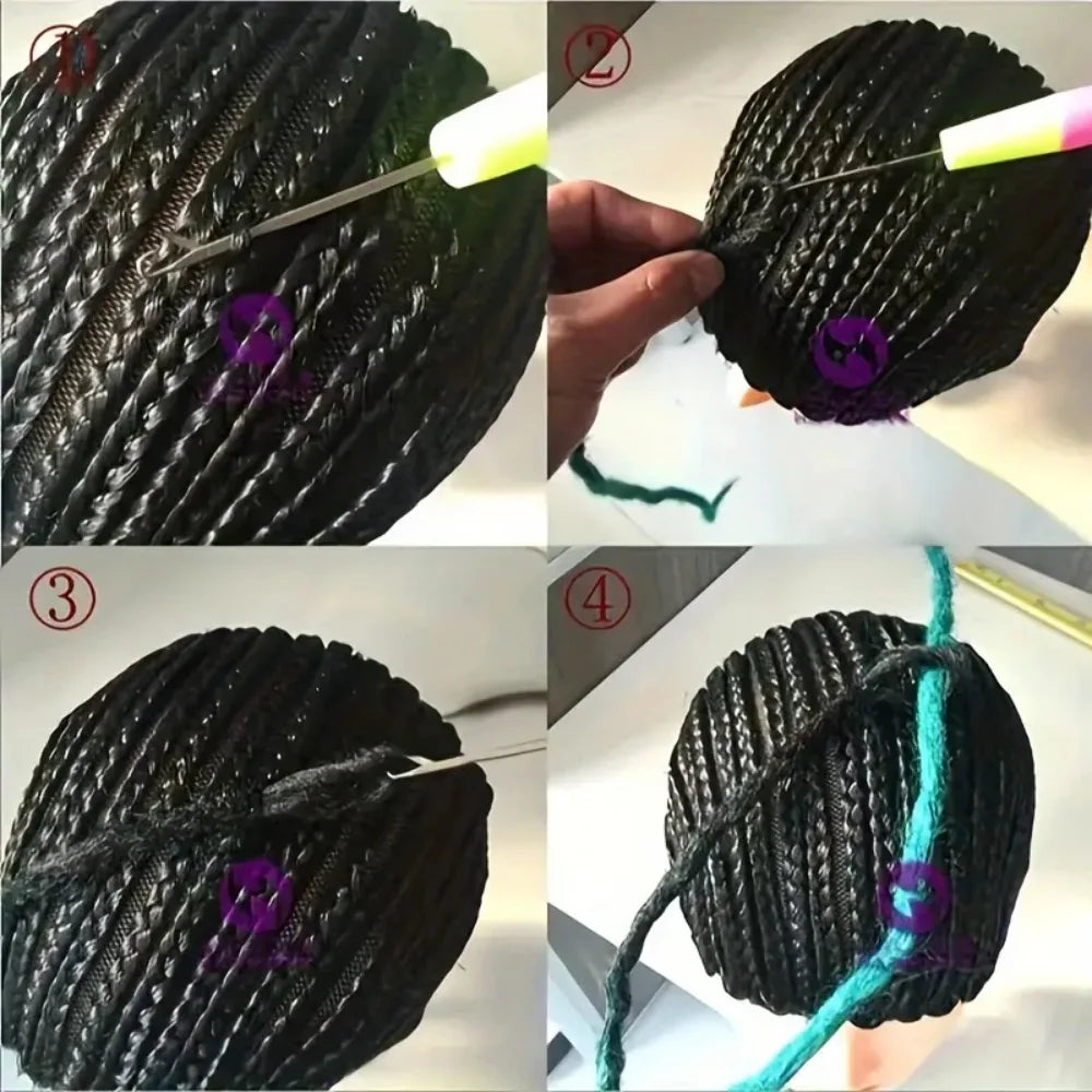 2Pcs Crochet Cornrow Wig Cap forWomen Braided Cap for Weaving Making Wigs with Clips Inside Stretchy Braid Cap