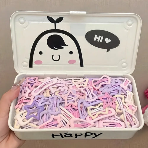 10/20/30pcs mixed pack of light pink heart-shaped and bow-shaped hair clips | Suitable for girls as party or holiday gifts.