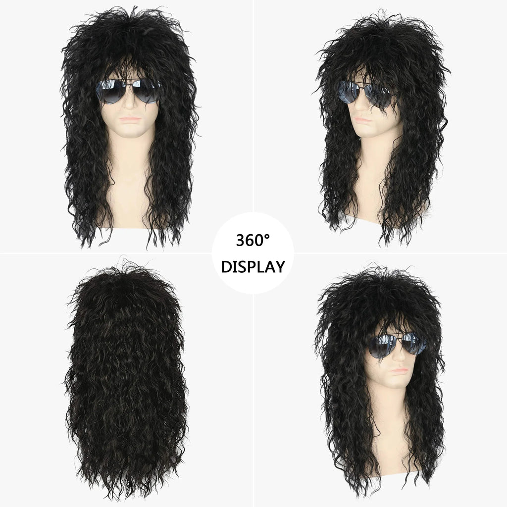 Men Women 70s 80s Rock Punk Wig  Long Curly Synthetic Hair Halloween Wigs  Halloween Costumes Animation Wigs