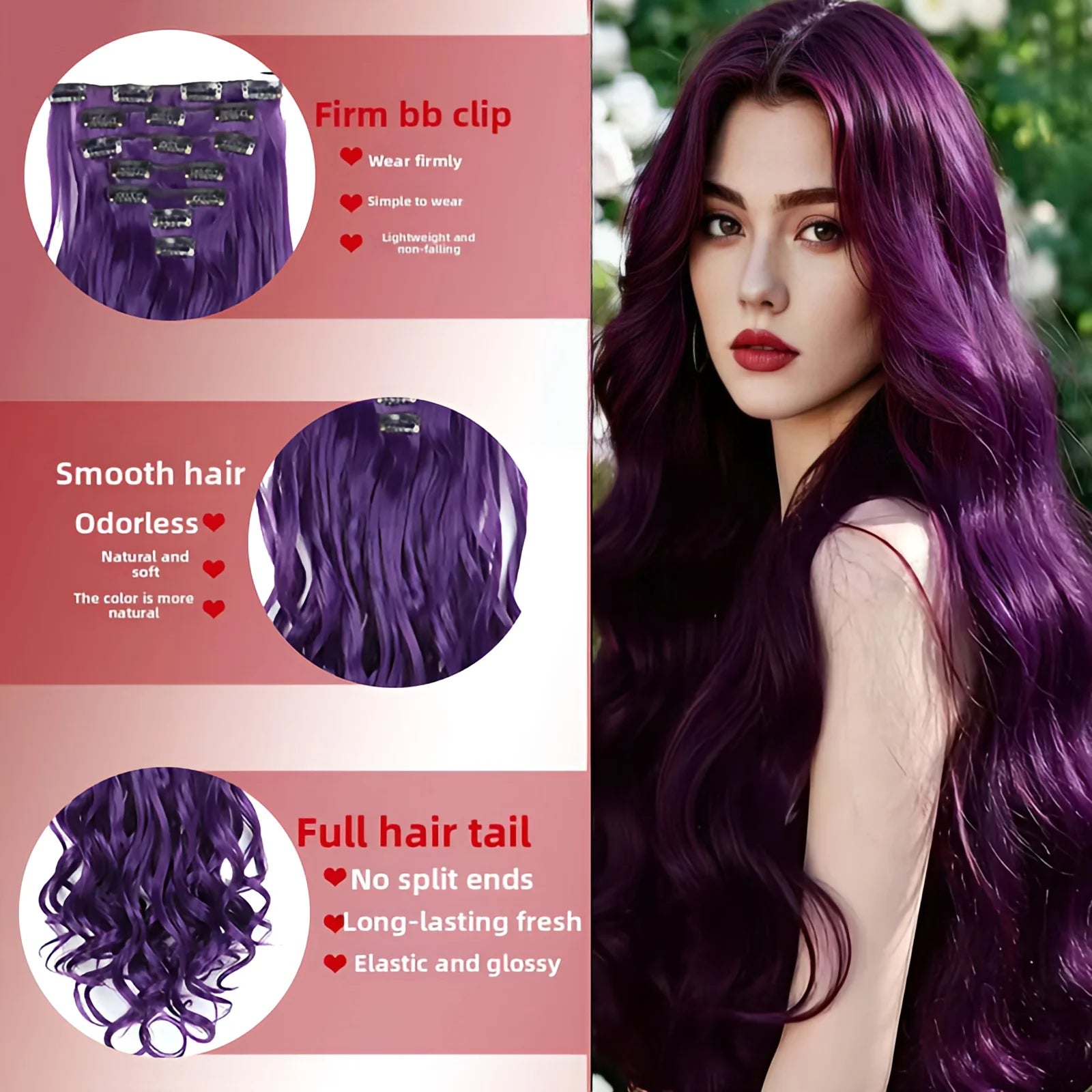 Clip In Hair Extensions 7 PCS Full Head 22 Inch Long Curly Wavy  For Women Girls Hair Synthetic Wig Hairpieces