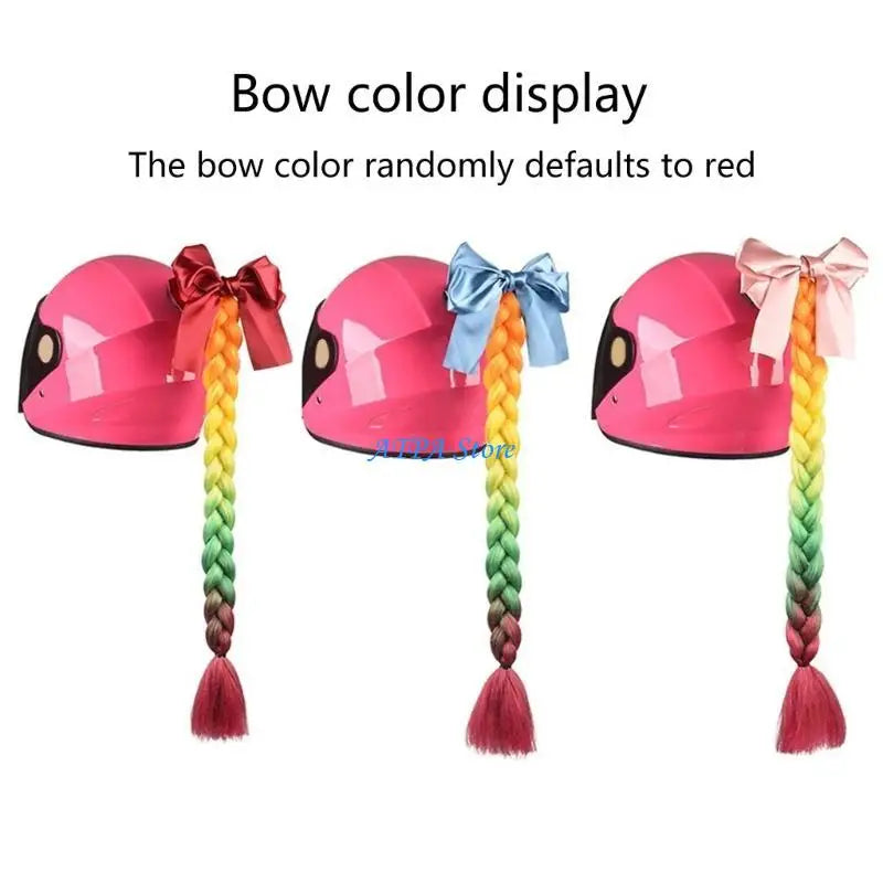 U13C Helmet Pigtail- Helmet Braids Motorcycle- Helmet Ponytails Hair Tails Decor