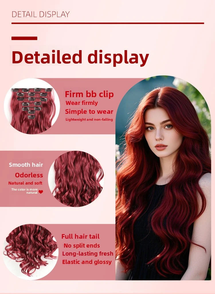 Clip In Hair Extensions 7 PCS Full Head 22 Inch Long Curly Wavy  For Women Girls Hair Synthetic Wig Hairpieces